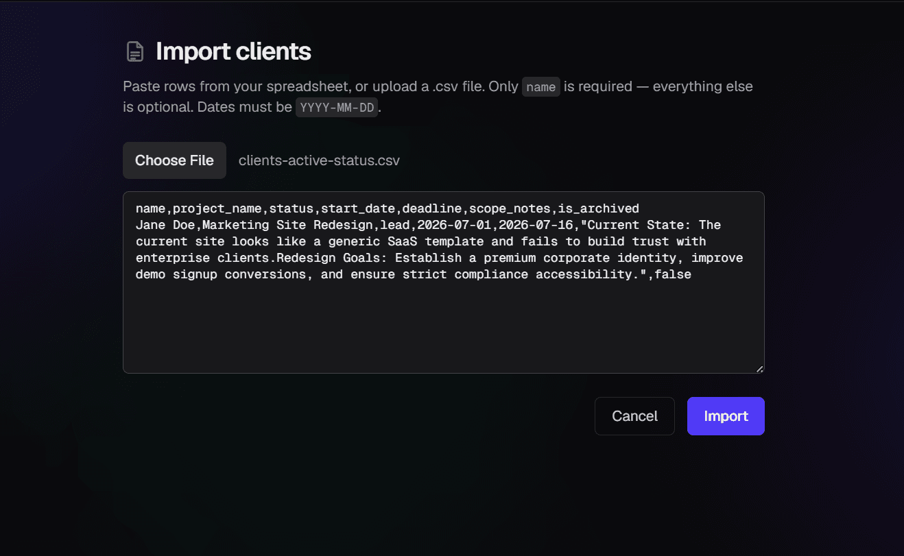 CSV import